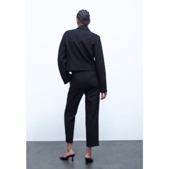 Zara Black Cropped Double Breasted Blazer Jacket Size Small - Picture 4 of 10